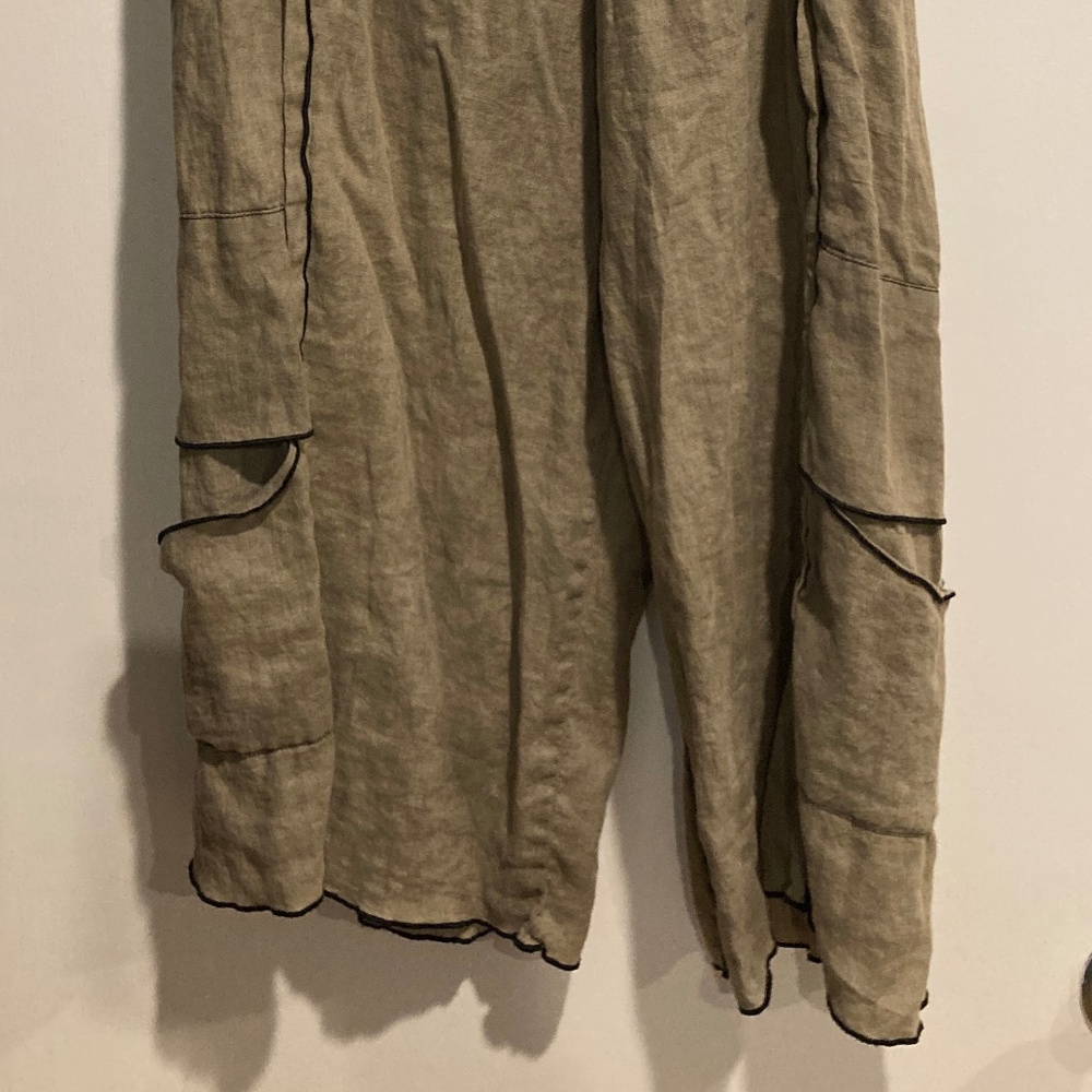 Cynthia Ashby 100% Linen Wide Leg Pocket Pant - L - Picture 2 of 4